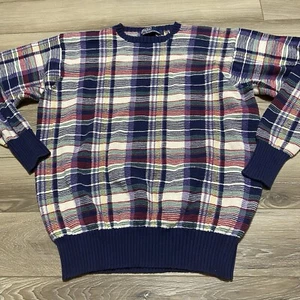 POLO By RALPH LAUREN Mens Patchwork Plaid Sweater Cotton Size Large - Picture 1 of 6