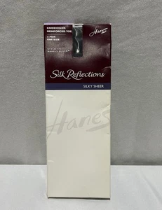 Hanes Silk Reflections Knee Highs Barely Black Reinforced Toe 1 Pair One Size - Picture 1 of 3