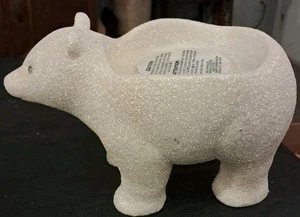 Bath And Body Works seltener weißer Glitzer Eisbär 3 Docht Kerzenhalter - Bild 1 von 9