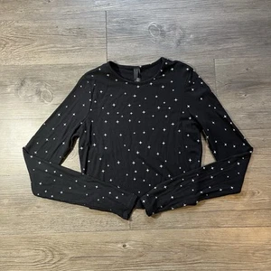 SKIMS Soft Lounge Onyx Black Sparkle Long Sleeve Crop Top Gr. XS - Bild 1 von 12