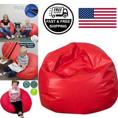 Silla con bolsa de frijoles redonda de 26 pulgadas de cuero rojo suave para asientos de sala de juegos Foto 1 de 4