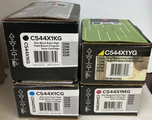 FULL SET Lexmark HIGH YIELD Toner C540H1CG C540H1MG C540H2YG (C540H1YG) C540H1KG - Picture 1 of 4