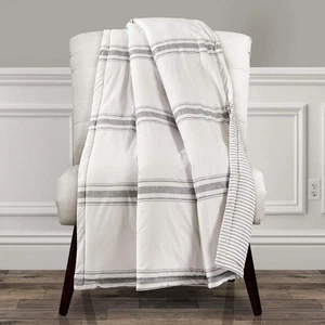 Lush Decor Coperta da Getto Casale a Righe, 60" x 50", Grigio x - Foto 1 di 7