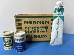 Vintage Mennen Shave Kit Brushless w/ SHAVE TALC, QUINSANA Orig Box USA MADE - Picture 1 of 16