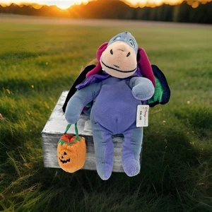 Disney Store Halloween Eeyore in Bat Costume Mini Bean Bag Plush 8" Retired New - Picture 1 of 8