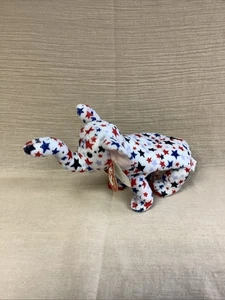 Ty Beanie Baby Red & Blue Stars in White Righty 2004 Elephant DOB June 25, 2003 - Picture 1 of 5