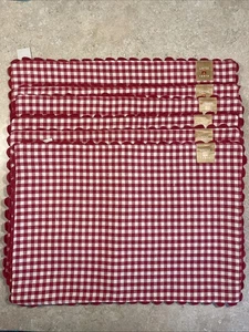 Tovagliette Assegno Bufalo Rosso e Bianco 13” X 19” Lotto di 6 Nuove Con Etichette Reversibili - Foto 1 di 5