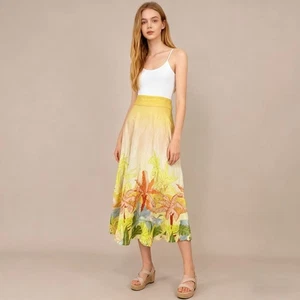 Neu ohne Etikett Farm Rio Midirock Leinenmischung Blumenmuster Größe XS mehrfarbig - Bild 1 von 13