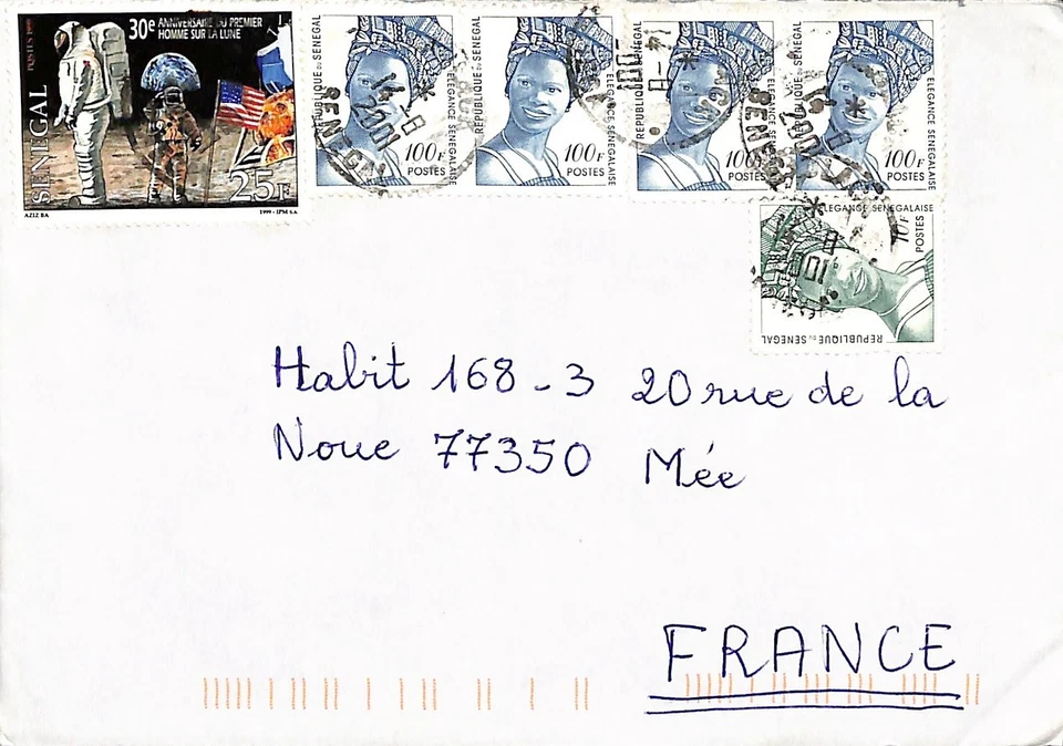 30th anniversary first man on the moon 30 F stamp on cover Kaolack 2001 - Image 1 of 1