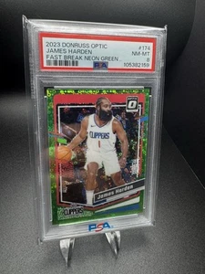 2023 Donruss Optic James Harden Fast Break Neon Green Prizm #174 (Pop2) 5/5 - Picture 1 of 8