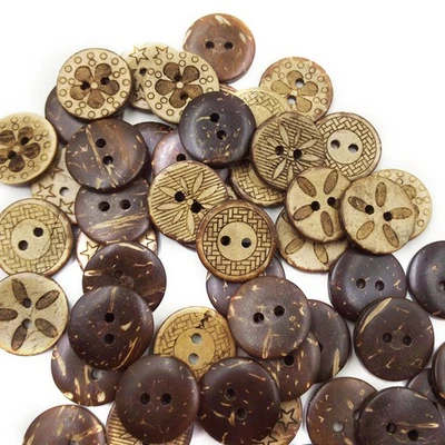 Brown Coconut for Shell Buttons 50pcs DIY Home Textile Making Supplies T - Image 1 of 4