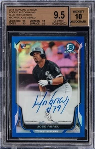 2014 BOWMAN CHROME RC BLUE REFRACTORS JOSE ABREU /150 ROOKIE RC BGS 9.5 AUTO 10 - Picture 1 of 2