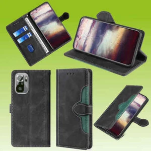 Funda negra de cuero artificial para móvil de diseño Xiaomi Redmi Note 10 10s - Imagen 1 de 2