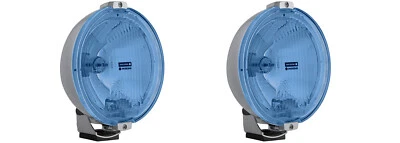 2x Blau chrom rund Fernscheinwerfer 24V LED Ring Positionslicht mit Glühbirnen - Bild 1 von 4