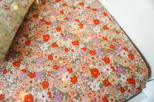 Handmade Girls Cotbed / Toddler vintage orange Floral Fitted Sheet. 100% Cotton. - Picture 1 of 10