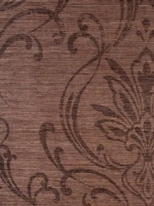 Candice Olson Dimensional Surfaces Scrolling Dark Chocolate Damask Grasscloth - Picture 1 of 3