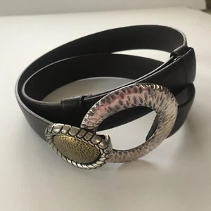 Women’s Chicos Brown Leather Belt M/L Buckle Adjustable Expandable Back RN#79984 - Picture 1 of 10