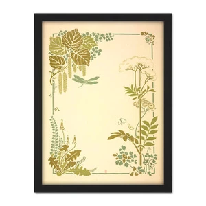 Auriol Decorative Flower Leaf Dragonfly Design Large Framed Art Print - Bild 1 von 25