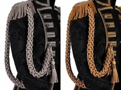 THETRU Gold Silber zeremonielle Kordel Militärstil Theaterkostüm Jacke Flechten