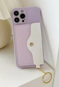 Phone Wallet Case Soft Silicone Back Cover For iPhone 12 Pro Slot Card Purple - Picture 1 of 5