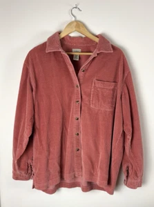 Womens LL Bean Comfort Corduroy Relaxed Shirt Large L-Reg Vtg Shacket Coral Rose - Picture 1 of 5