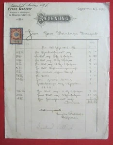 Orig. Rechnung Wagnerei Wagner Tischler Handwerk Baron Adel Bischofstetten 1910 - Bild 1 von 4