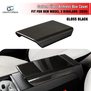 Cubierta de reposabrazos de consola central de fibra de carbono real para Tesla Model 3 Highland 2024+ - Imagen 1 de 8