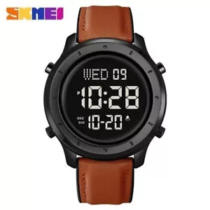 SKMEI Mens Watch Digital Leather Strap Waterproof Fashion Casual Wristwatch Sale - Picture 1 of 1
