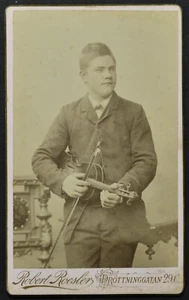 CDV Photo Boy with  Violin Music Instrument Sweden (5479) - Picture 1 of 2