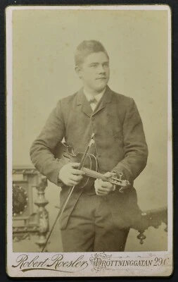 CDV Photo Boy with  Violin Music Instrument Sweden (5479) - Image 1 of 2