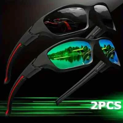 BRANDED 2x UV400 Polarized Sports Sunglasses Men Women Outdoor Cycling Fishing Golf
