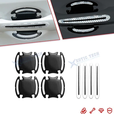 8X White Carbon Fiber Car Door Handle Stickers Guard Protect Film Universal Fit - Image 1 of 4