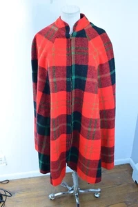 Vintage Queen of the Capes Country Place rot kariert Wollmischung Cape Reißverschluss gefüttert - Bild 1 von 6
