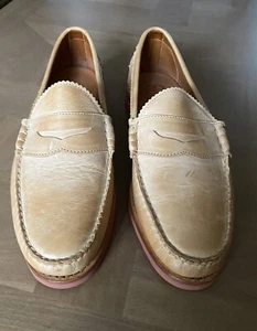 Mocasines de vestir de cuero Allen Edmonds sin cordones EE. UU. 11 D tostados hechos a mano - Imagen 1 de 11