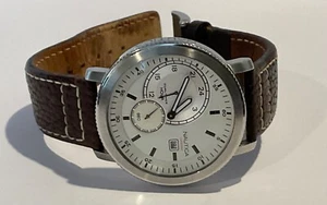Nautica Dual Time Men's Watch with Leather Band N09573 Vintage Classic Watch - Picture 1 of 11