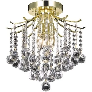 Gold Crystal Balls Semi Flush Mount Ceiling Light Kitchen Bathroom Foyer Fixture - Picture 1 of 2