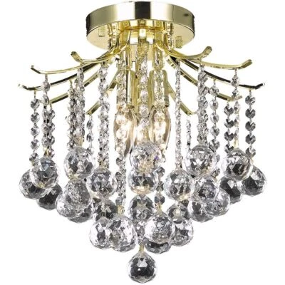 Gold Crystal Balls Semi Flush Mount Ceiling Light Kitchen Bathroom Foyer Fixture - Image 1 of 2