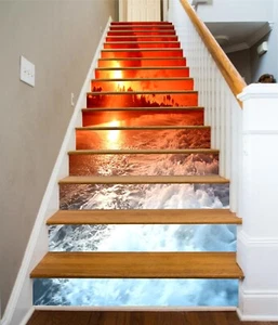 3D Rot Dämmerung 741 Treppenstufen Dekoration Fototapete Vinyl Aufkleber Tapete - Bild 1 von 5