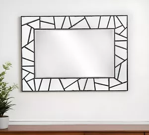28" Black Metal And Glass Mosaic Framed Accent Mirror - Picture 1 of 10