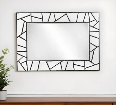 28" Black Metal And Glass Mosaic Framed Accent Mirror - Image 1 of 4