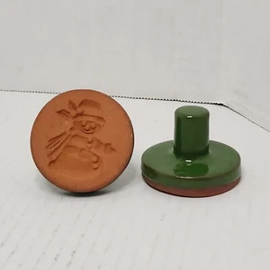 2 Rycraft glasierte Terrakotta Butter Plätzchen Presse/Stempel Weihnachtsbaum & Schneemann - Bild 1 von 8