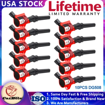 10PCS Ignition Coils DG508 For Ford E-550 F-550 Super Duty 2002 2003 V10 6.8L US - Image 1 of 4