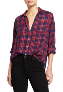 Frank And Eileen Plaid Eileen Long Sleeve Button Down Navy / Red Fluid Modal S - Picture 1 of 7