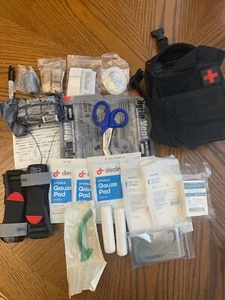 Individual First Aide Kit (IFAK), Medical, Trauma, MOLLE, Tactical, Black - Picture 1 of 5