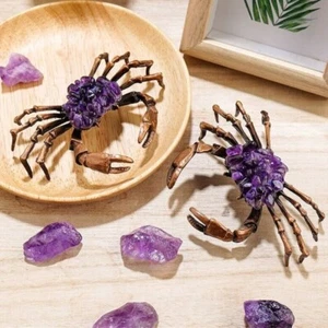 1 pieza Amatista Grava Cangrejo Reiki Curativo Equilibrio Energético Acuario Decoración Regalo - Imagen 1 de 10