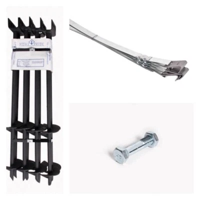 Mobile Home Part Set of 12 Auger Anchors; 8’ Tie Down Strap, & Bolts