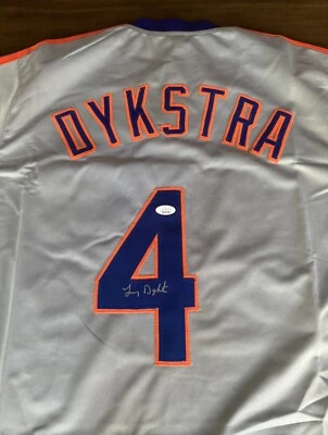 Camiseta deportiva de béisbol de carretera personalizada con réplica de los Mets de Nueva York firmada por Lenny Dykstra y certificado de autenticidad JSA Foto 1 de 4