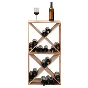 2 piezas soporte para estante de vino encimera apilable almacenamiento de vino 24 botellas exhibición de madera - Imagen 1 de 14