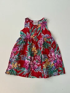 Vintage 90’s Swat Kids Dress Girls Size 6 Floral Hawaiian Sundress Tropical - Picture 1 of 11