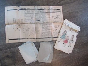 1950s Vintage 2474 Pattern Size 1 Year 1 to 6 Little Girl Pinafore Used - Picture 1 of 3